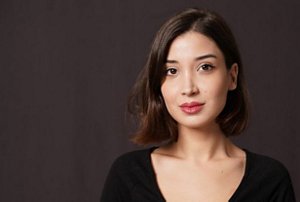 Brunette woman with asymmetrical bob