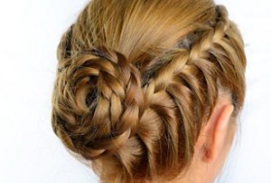 Woman with a braided bun updo hairstyle