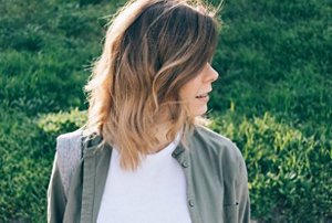 Stylish woman with a classic lob haircut