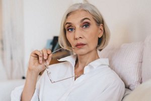 Older woman with a stylish angled bob