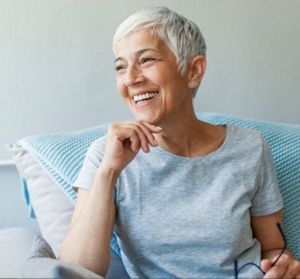 Glamourous woman over 60 with a flattering hairstyle