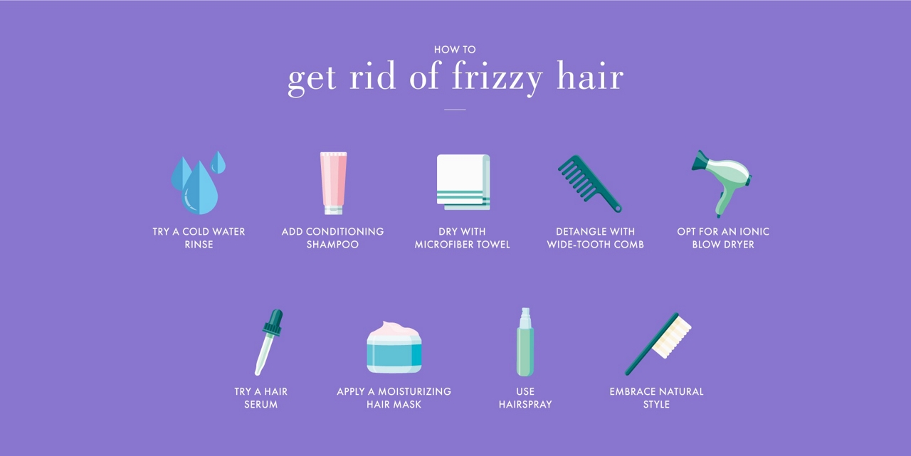 graphic explaining ways to get rid of frizzy hair