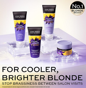 John Frieda range of Violet Crush purple toning products for blonde hair