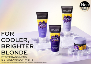 John Frieda range of Violet Crush purple toning products for blonde hair