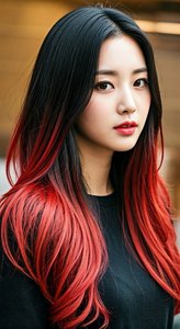Young woman with dark hair and a red money piece