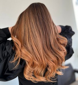 Brown hair with red highlights