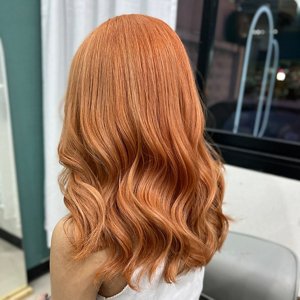 Red hair with blonde highlights