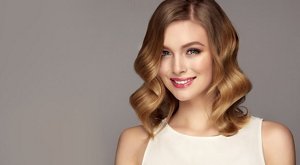 Woman with a long bob with ombre highlights