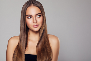 Brunette women with sleek hair