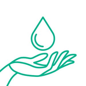 icon with a hand catching a water droplet