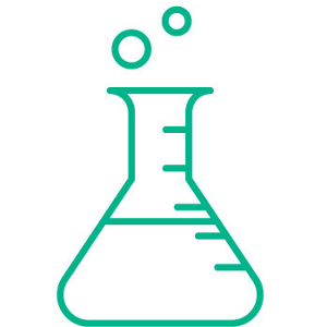 Icon of test tube with green outline