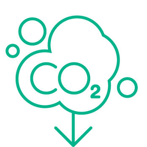 Icon of CO2 illustrated by cloud with green outline